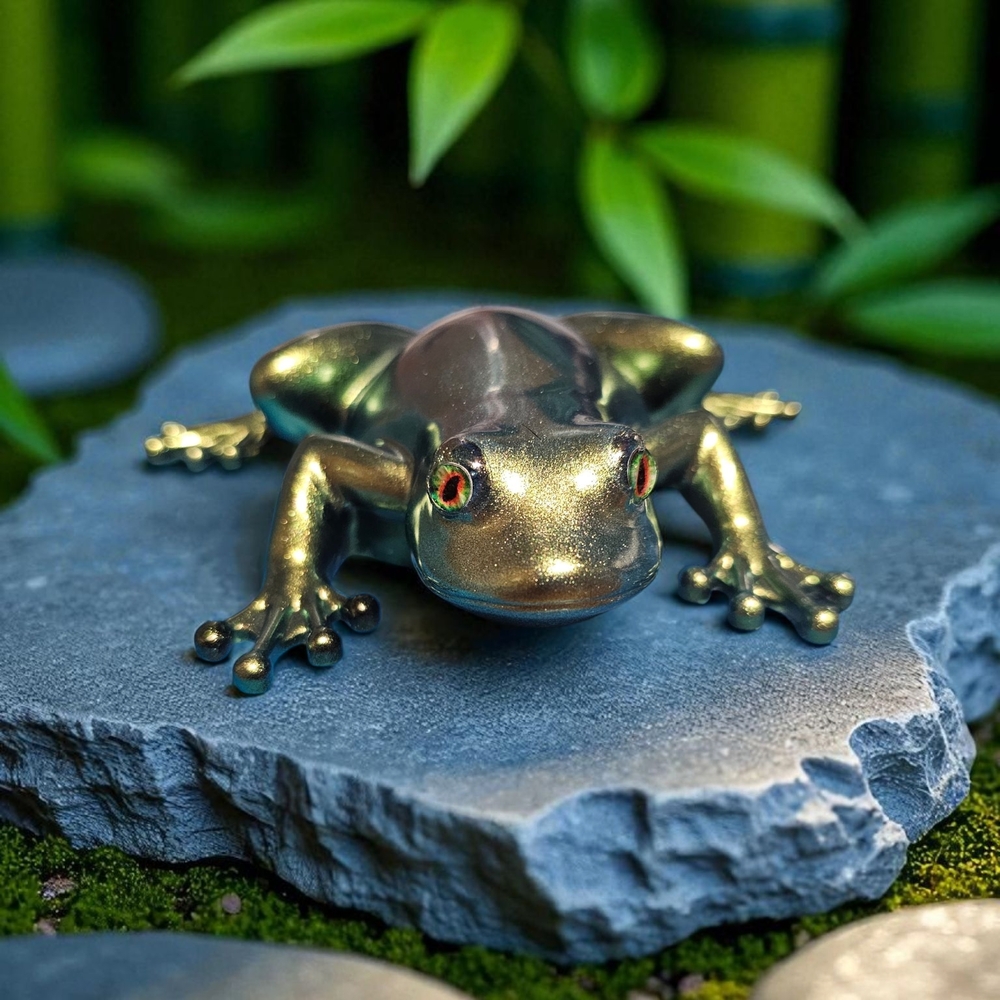 Gold and Black Resin Frog